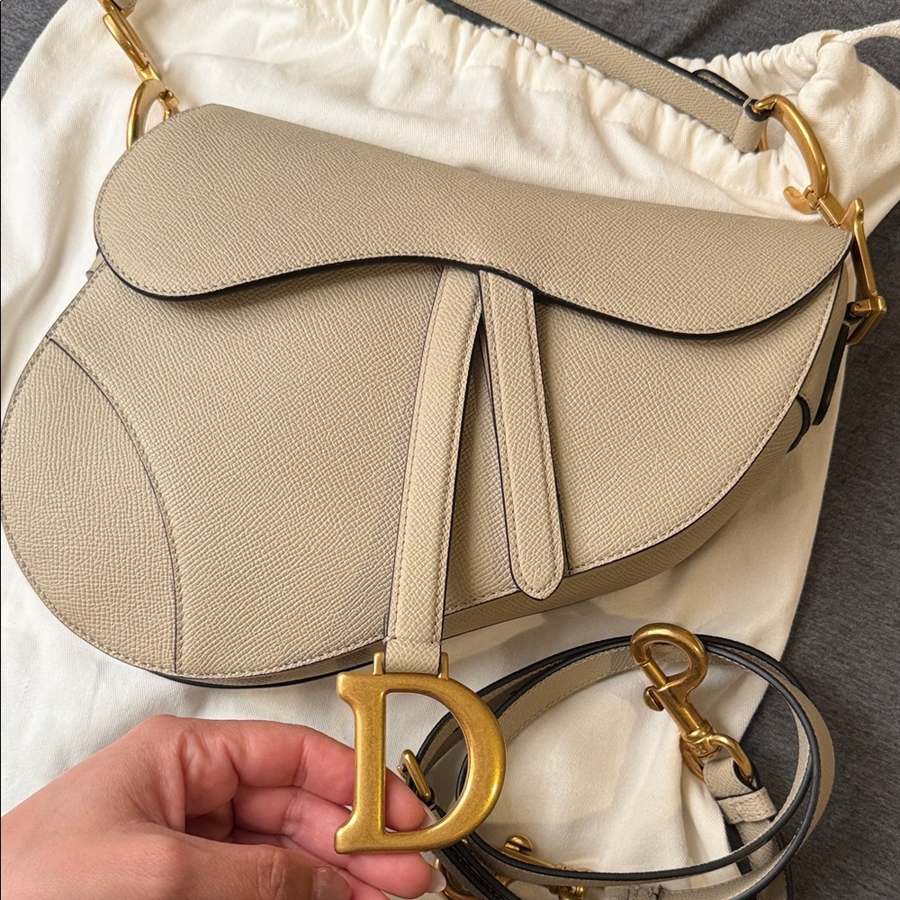 Sable Saddle Crossbody Bag with Gold D Charm - Dior